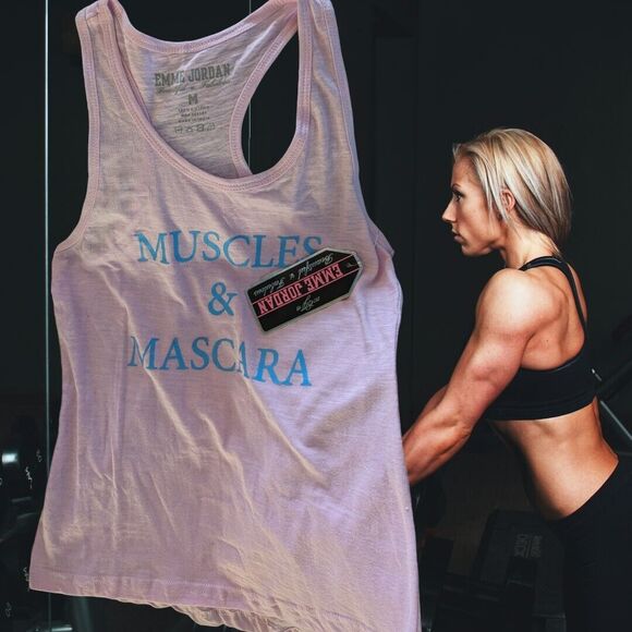 Emme Jordan Beautiful & Fabulous Soft Muscles Mascara Tank Top Shirt Pink Medium - Picture 1 of 6